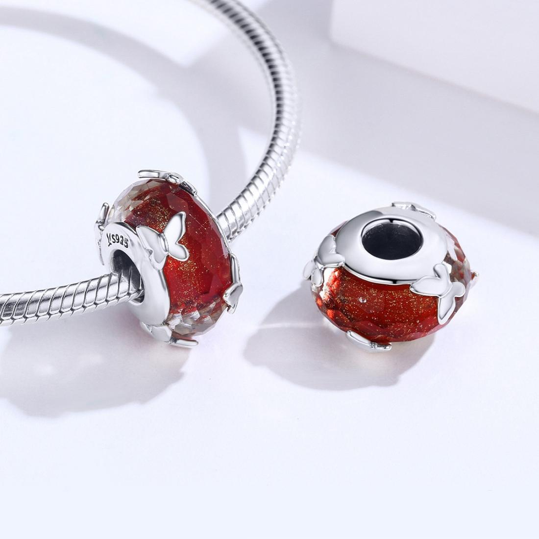 925 Sterling Silver Red Glazed Butterfly Bead Pendant For Diy Bracelets And Necklaces 4