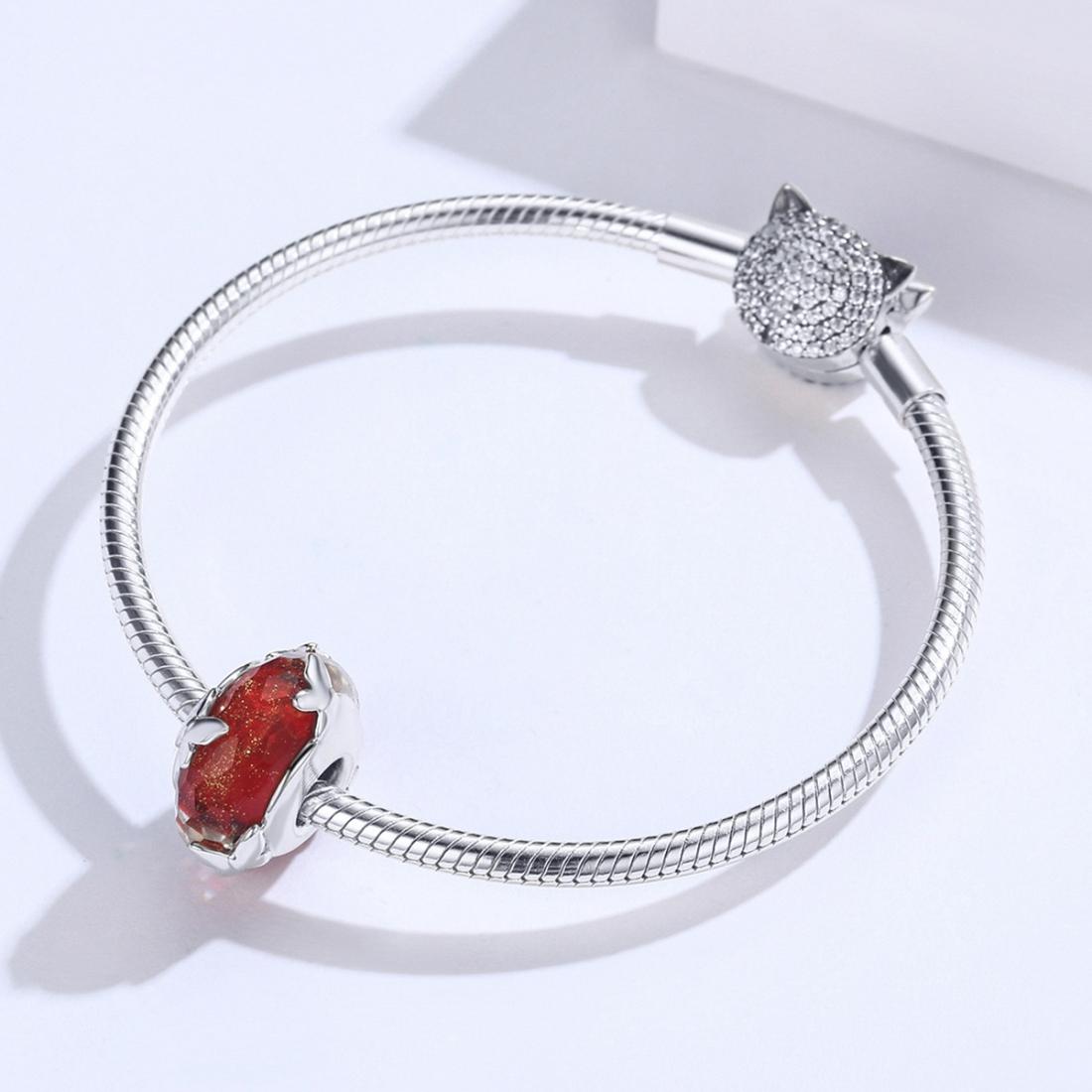 925 Sterling Silver Red Glazed Butterfly Bead Pendant For Diy Bracelets And Necklaces 5