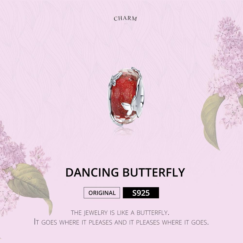 925 Sterling Silver Red Glazed Butterfly Bead Pendant For Diy Bracelets And Necklaces 6
