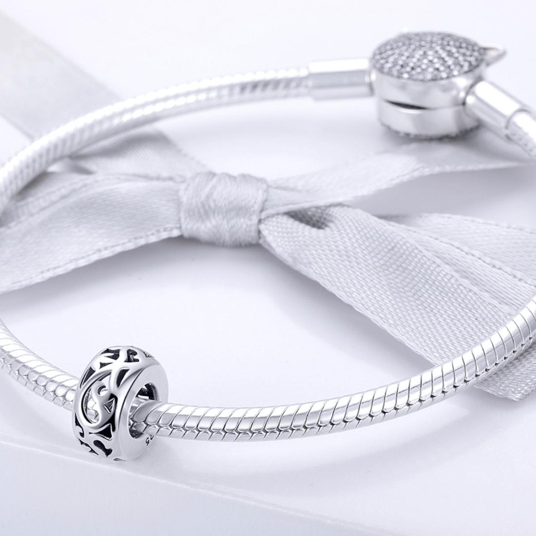 925 Sterling Silver Vintage Heart Beads With Curly Grass Pattern 7