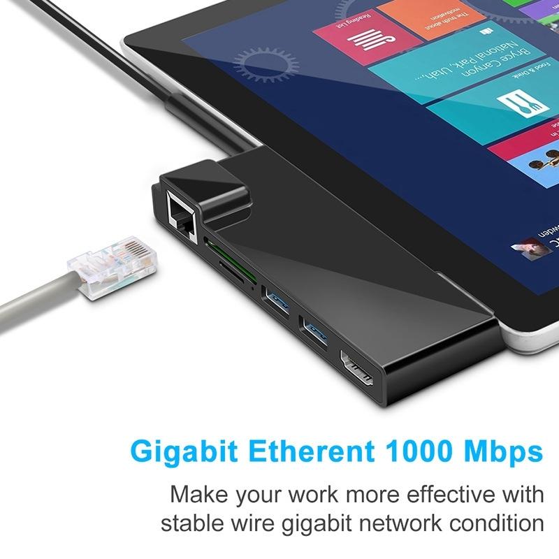 6-In-1 Rj45 / Usb 3.0 / Hdmi / Sd / Tf Hub For Surface Pro 5 / 6 7