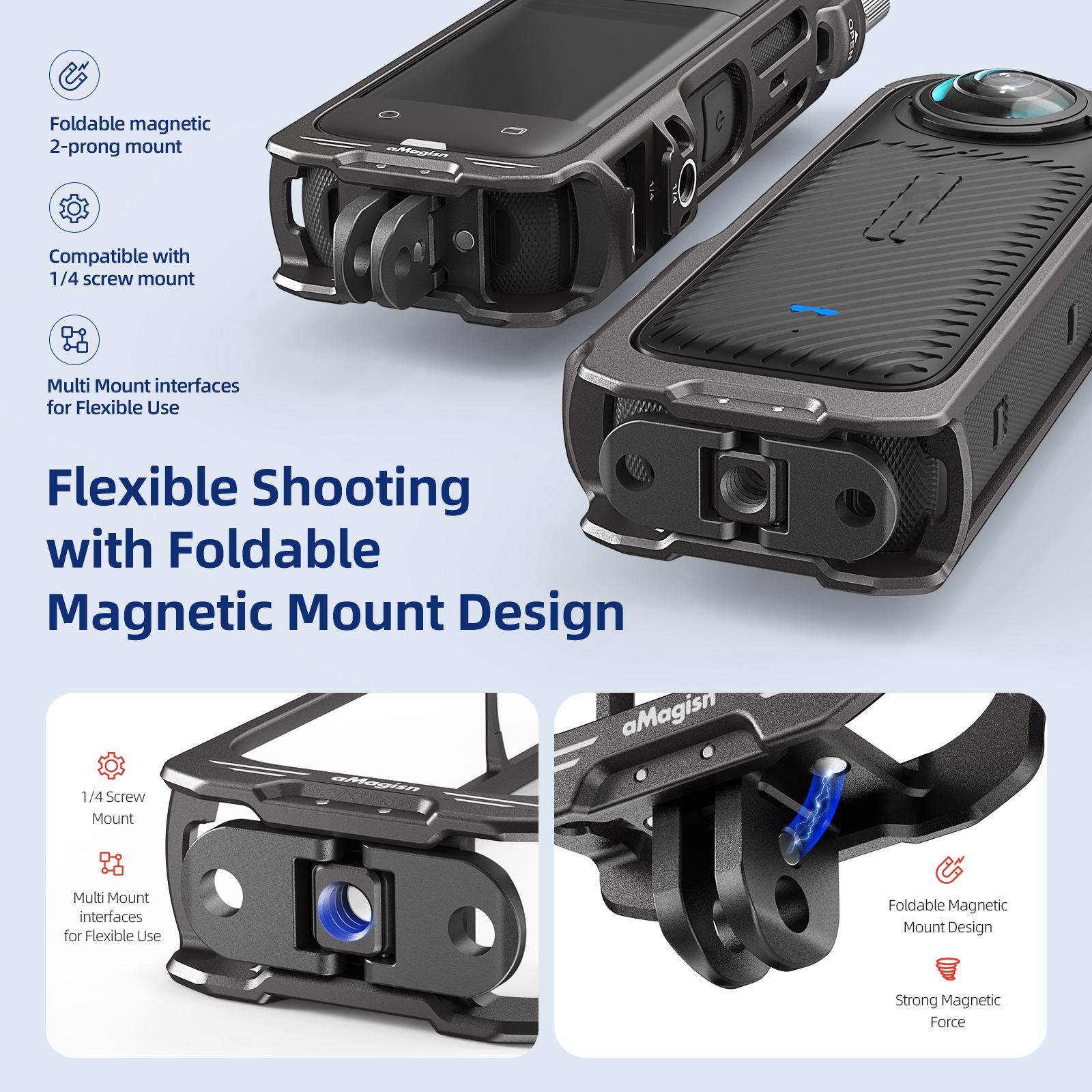 Amagisn Metal Protective Housing for Insta360 X4 with 2 Claws and Rabbit Cage 8