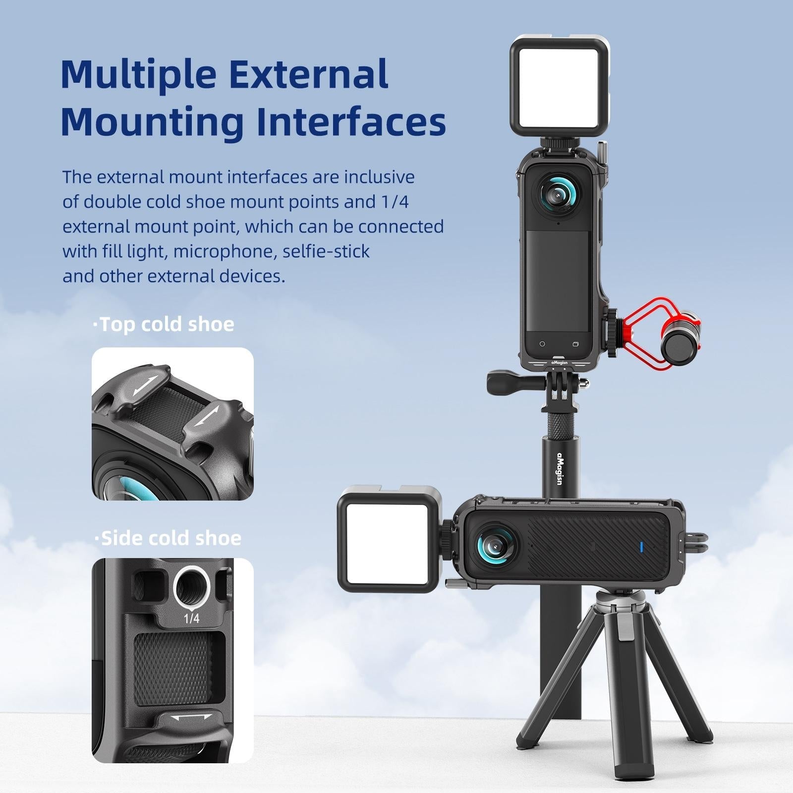 Amagisn Metal Protective Housing for Insta360 X4 with 2 Claws and Rabbit Cage 9