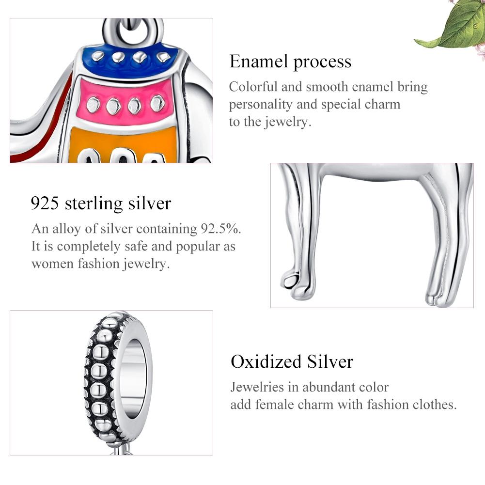925 Sterling Silver Camel Bead Pendant For Diy Bracelets & Necklaces 8