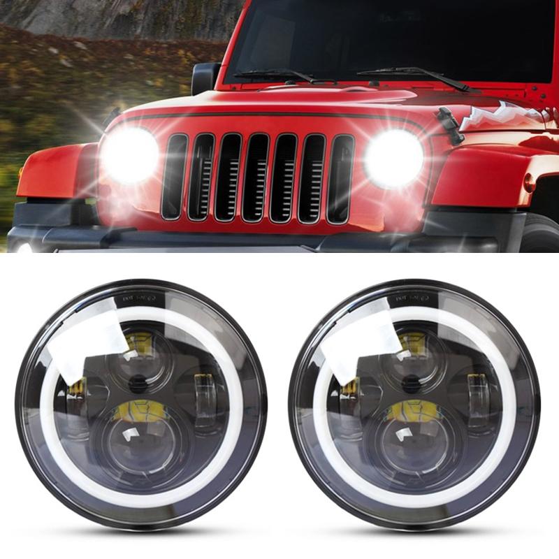 2 Pcs 7 Inch Ip68 Waterproof 6500K 75W Cree Led Headlight Hi / Lo Beam Driving Lamp For Jeep Wrangler Jk Tj Lj 5