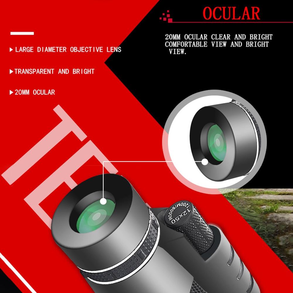 Professional 12X50 Hd Monocular Night Vision Telescope + Tripod 5