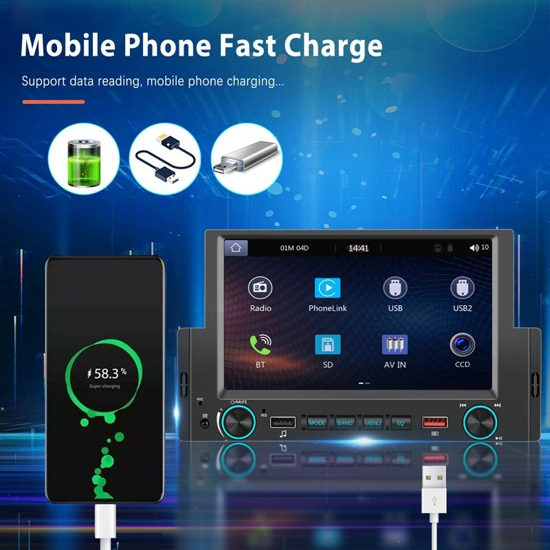 6.2 Inch Single Butt Carplay Car Monitor - Universal Wired Mp5 Player - Standard + 12 Light Camera 12