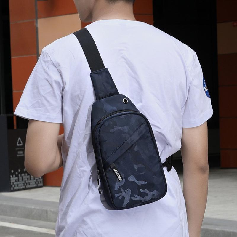 Men Oxford Cloth Chest Bag Camouflage Dark Blue Ideal For Sports And Travel
