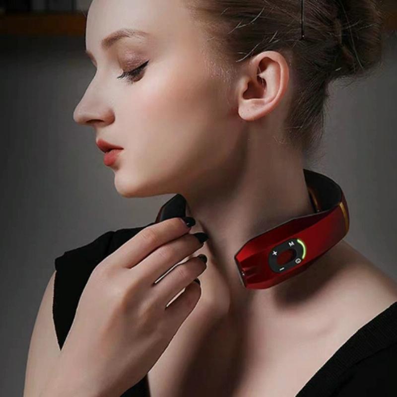 Intelligent Cervical Massager Electromagnetic Vibration Red 4