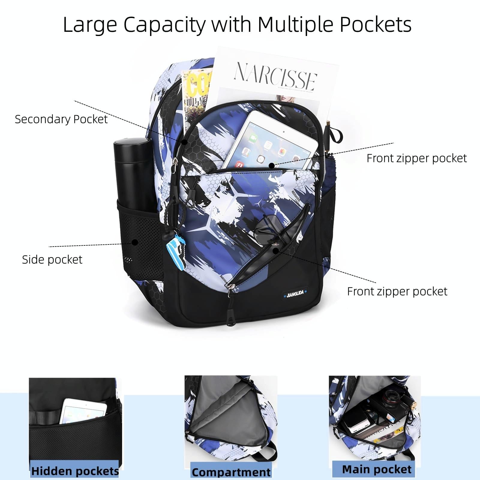 Lightweight 2-in-1 Backpack and Chest Bag for Men - Blue Football - Blue Football 5