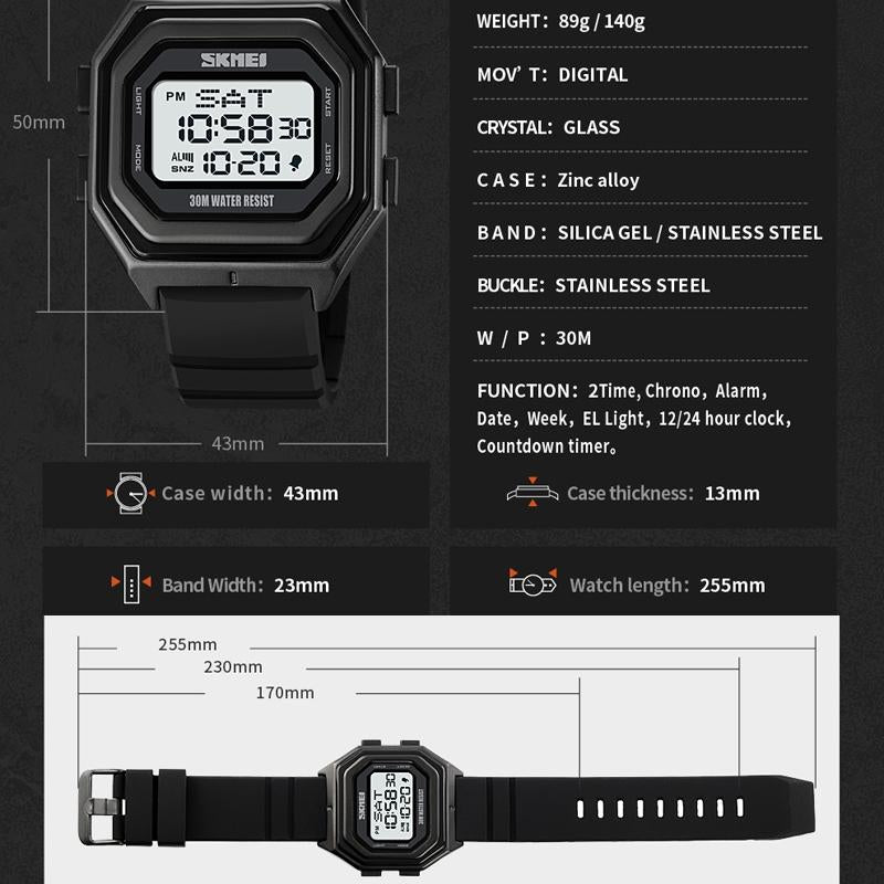 Multi-functional Outdoor Men Watch with Electronic Timing and Steel Band 9