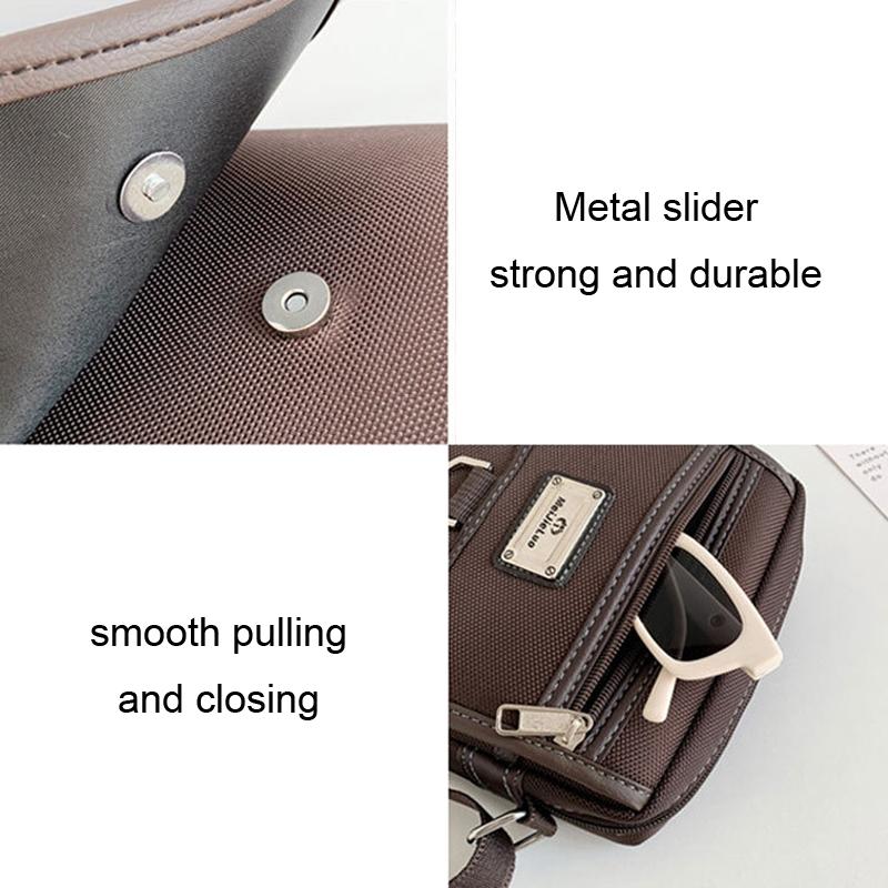 Compact Black Oxford Shoulder Crossbody Backpack With Single Strap For Men - Brown Large 9