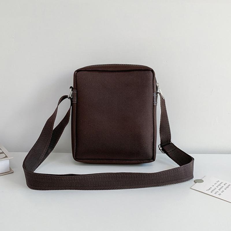 Compact Black Oxford Shoulder Crossbody Backpack With Single Strap For Men - Brown Large 14