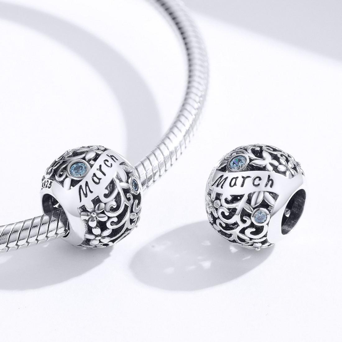 925 Sterling Silver March Birthstone Diy Bracelet Necklace Set Accessories Style - March 4