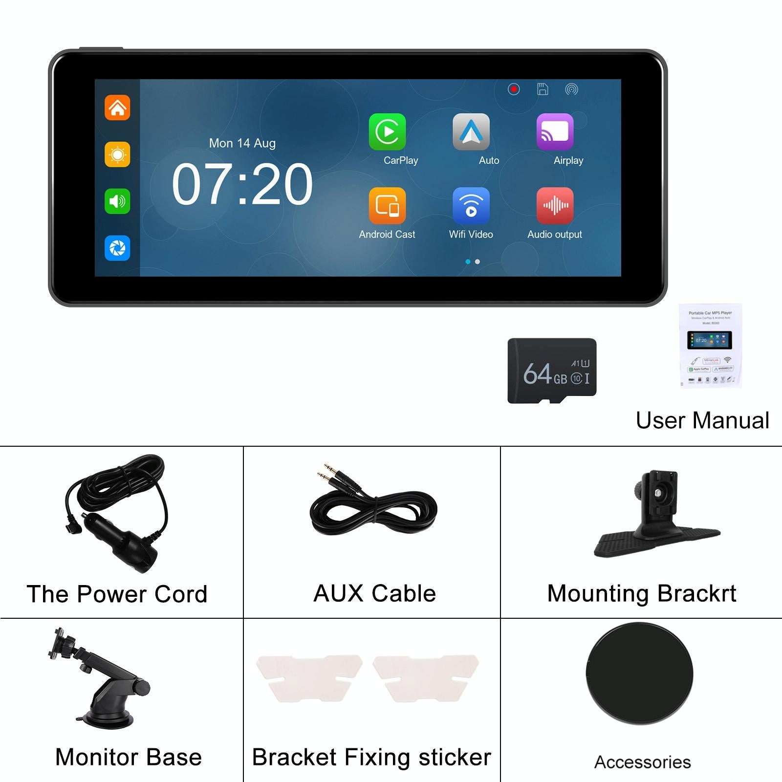 6.86 Inch 4K Dvr Smart Screen Player - Compact & High-Resolution - Standard + Reversing Camera 3