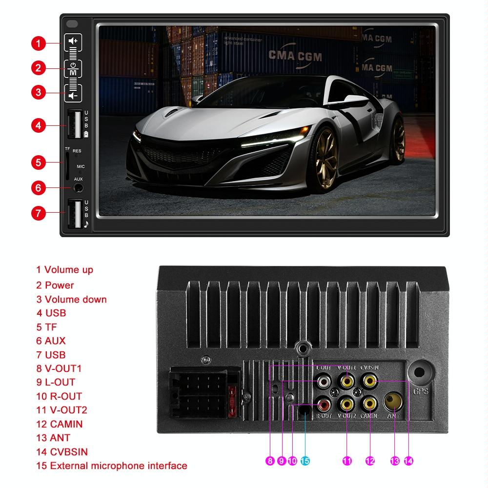 7 Inch Car Mp5 Player With Bluetooth / Fm Remote 8 Led Camera 5