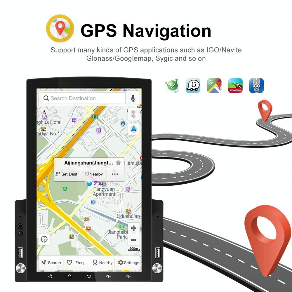 9.7 Inch Vertical Screen Android Car Mp5 Player With Hd 2.5D Glass Standard + 8 Lights Camera 9