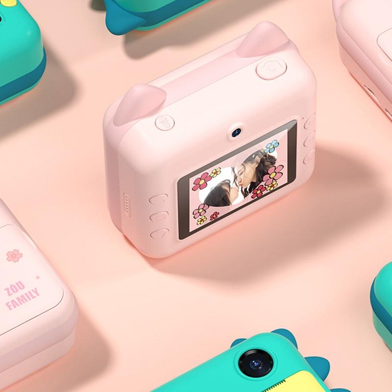 32gb Children Instant Camera with Dual-lens and Mini Print - Pink Cat - Green Dinosaur 32Gb 3