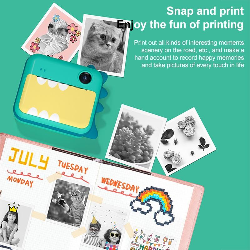 32gb Children Instant Camera with Dual-lens and Mini Print - Pink Cat - Green Dinosaur 32Gb 5