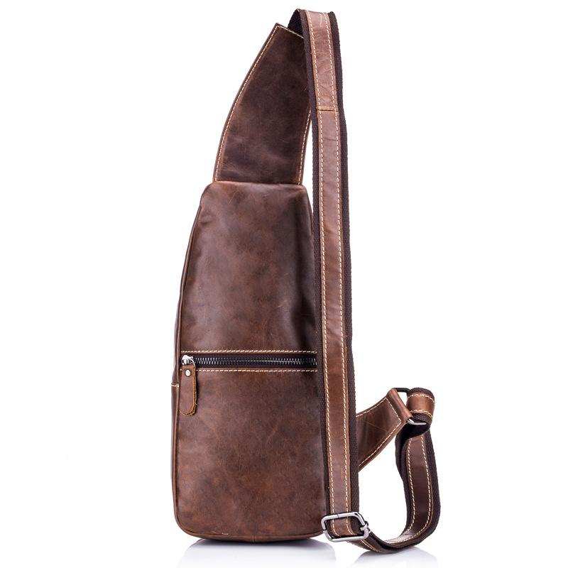 Retro Leather Crossbody Chest Bag For Men Gray Brown 5
