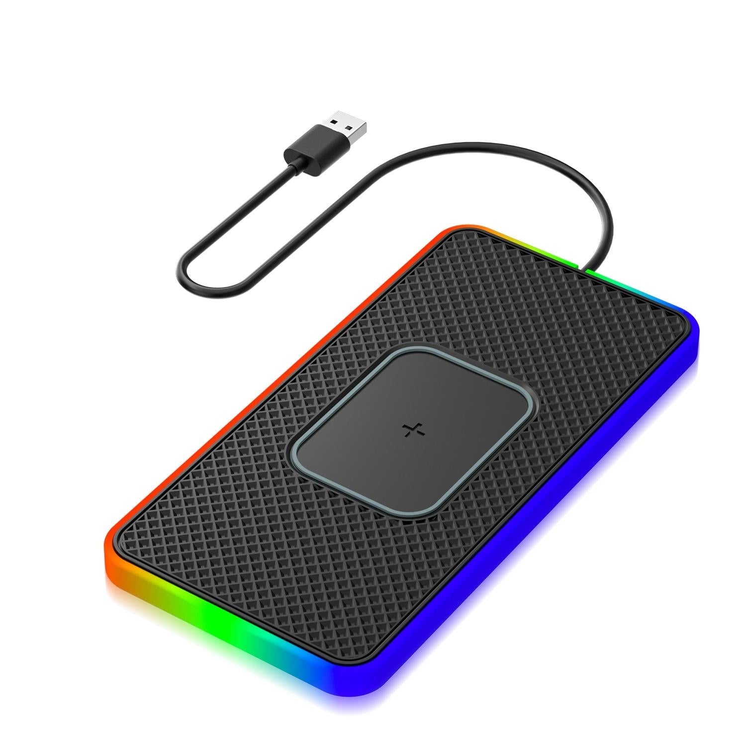 15w 2-in-1 Car Wireless Charger with Non-slip Mat and Colourful Light - 0.3m Usb Cable - Usb Cable 0.3M 11