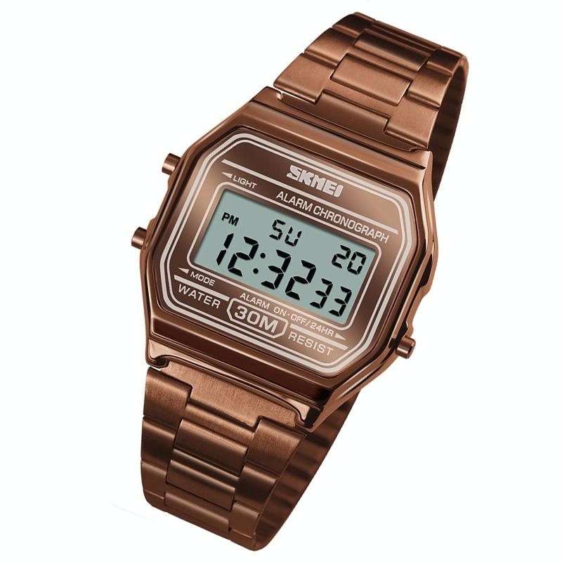 Waterproof Steel Band Men Electronic Watch - Coffee Gold 3