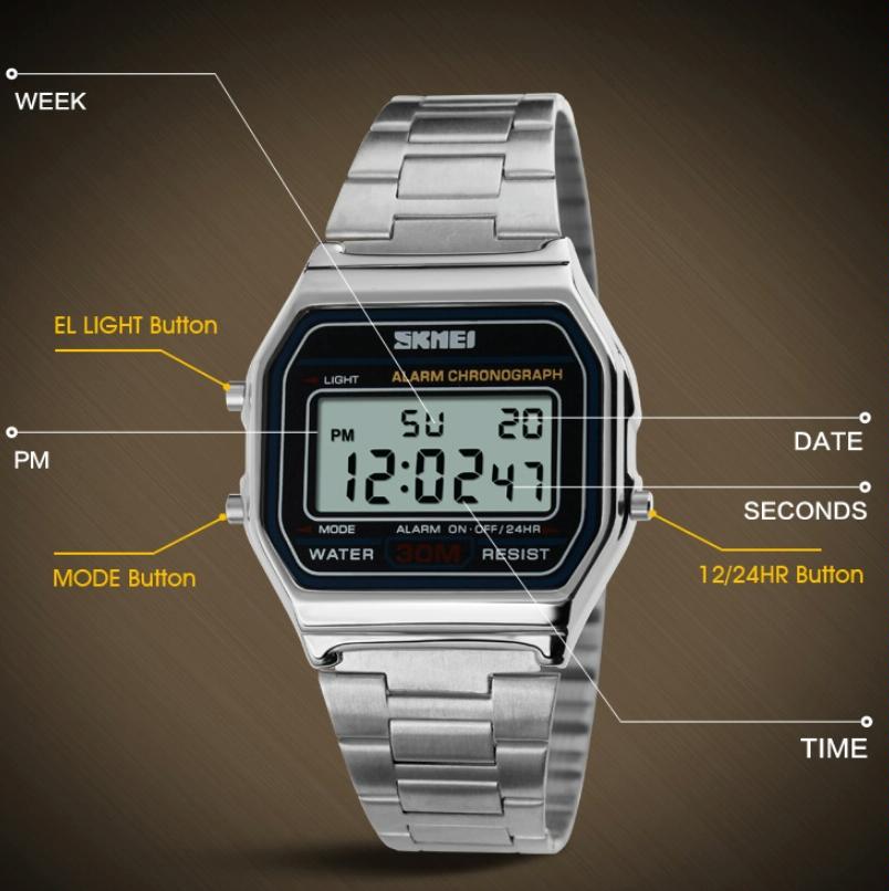 Waterproof Steel Band Men Electronic Watch - Coffee Gold 5