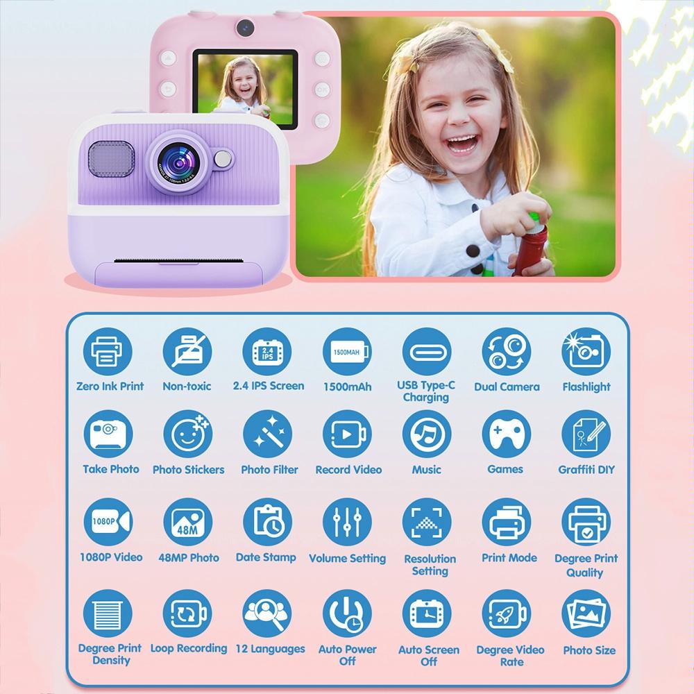 Blue Children'S Thermal Camera With Dual-Camera 1080P Hd 2400W Pixel 2.4-Inch Display - Purple 10