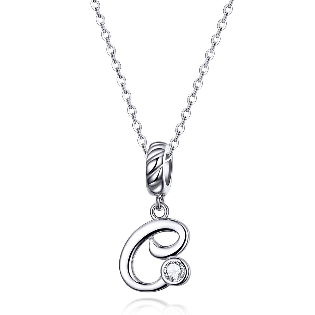 925 Sterling Silver Personalized Letter Pendant For Diy Bracelets & Necklaces Style - C 4