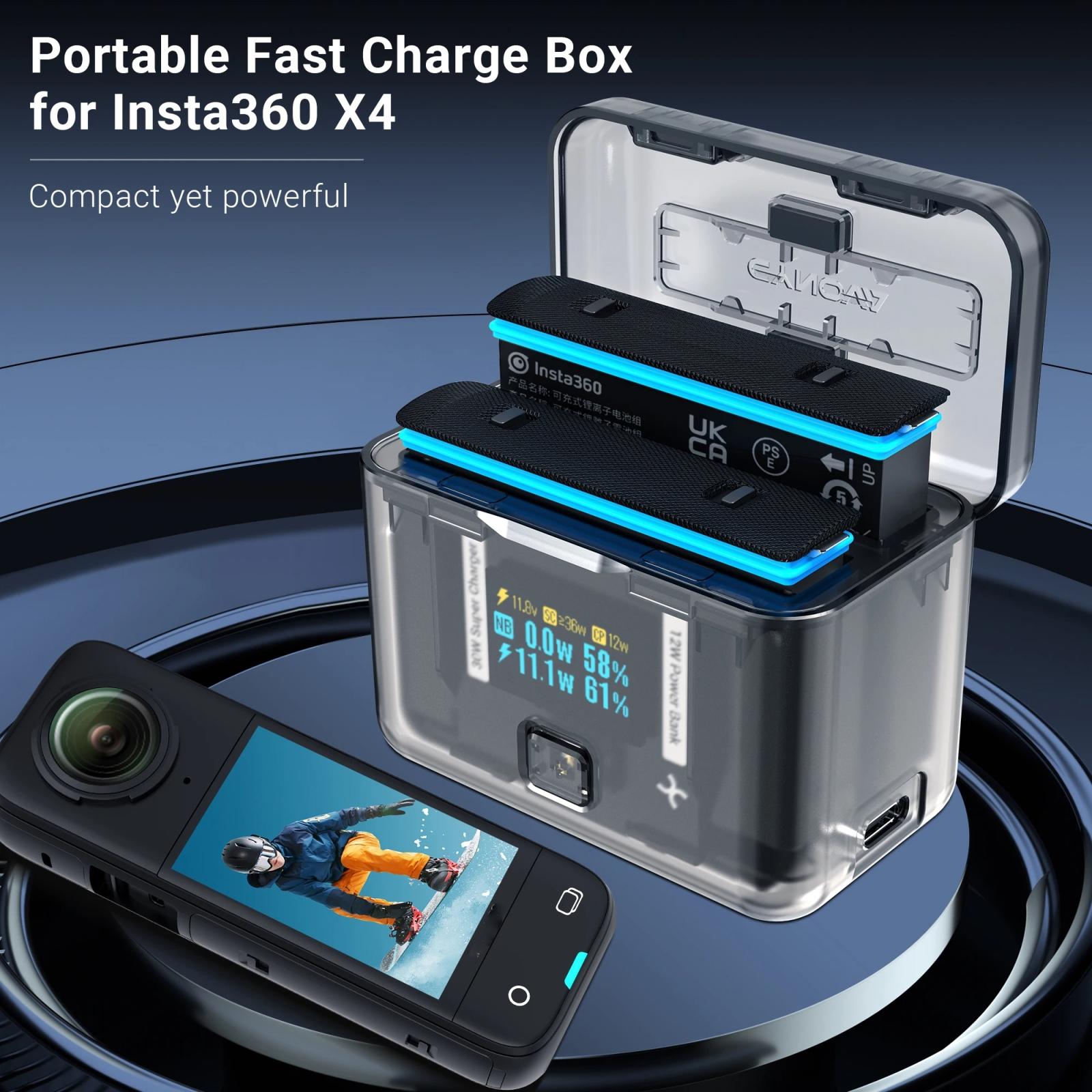 Smart Dual Charging Box for Insta360 X4 Camera 5
