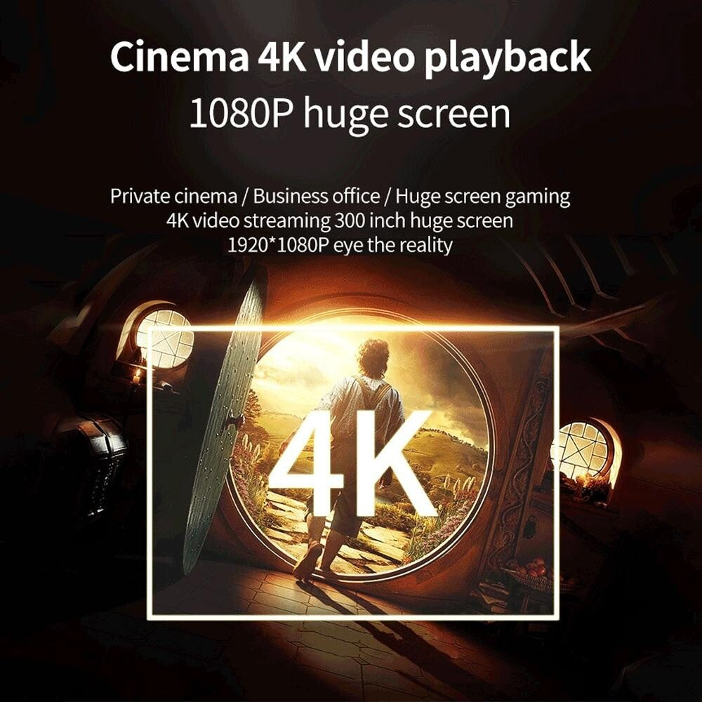 Portable Home Theater Projector - 80 Ansi Lumens Android 9.0 800X480P 1G + 8G 5