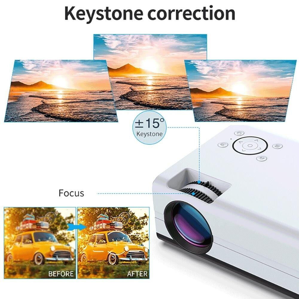 Portable Home Theater Projector - 80 Ansi Lumens Android 9.0 800X480P 1G + 8G 8