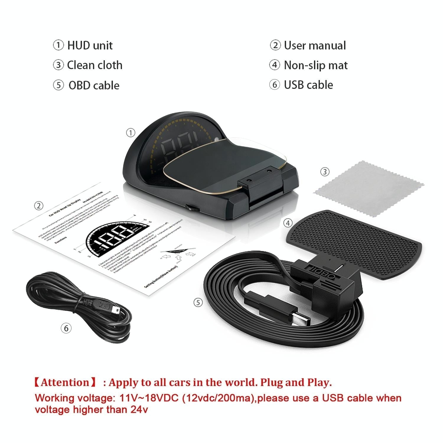 Car Hud Head Up Display With Obd2 & Gps Modes Fault Alarm 5
