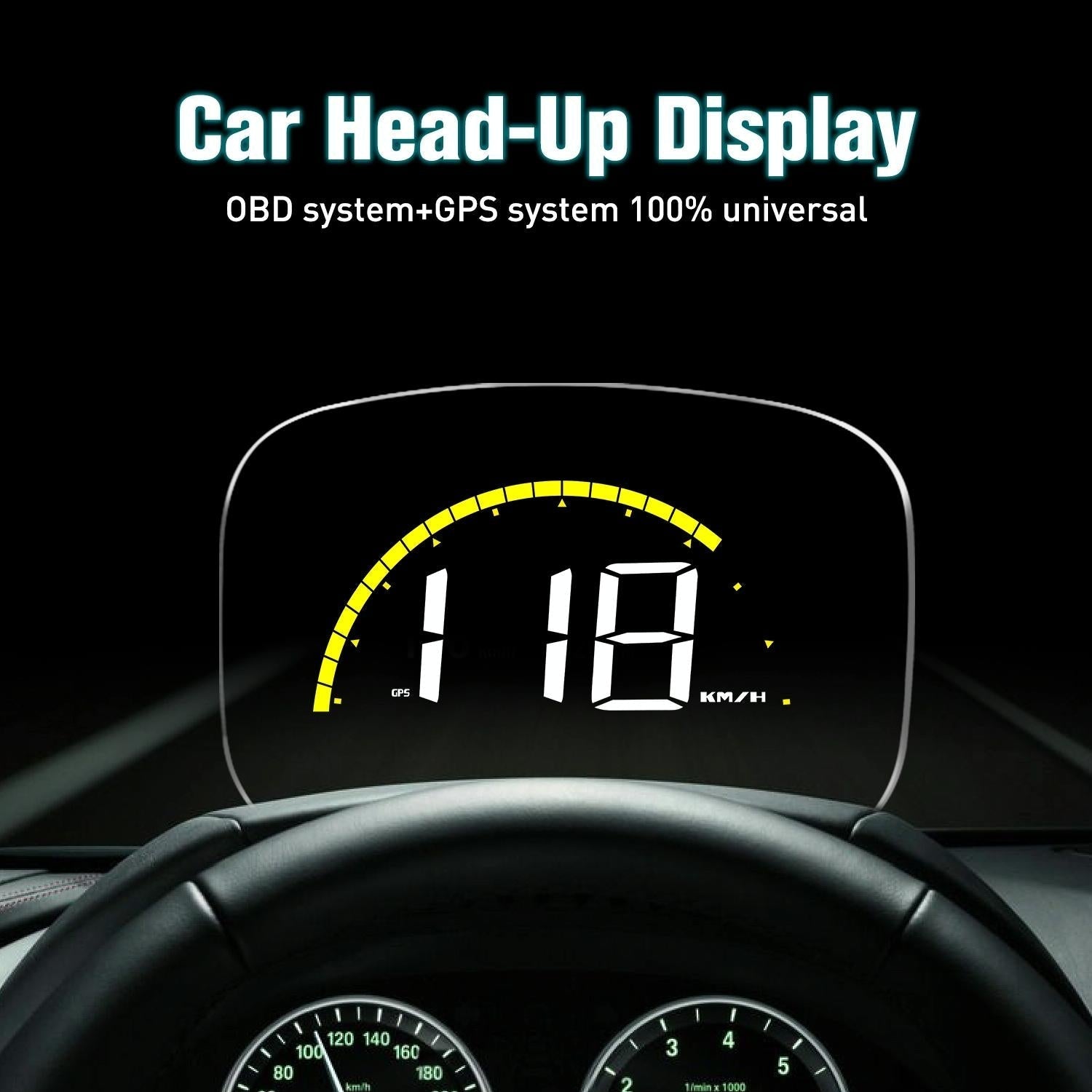 Car Hud Head Up Display With Obd2 & Gps Modes Fault Alarm 6