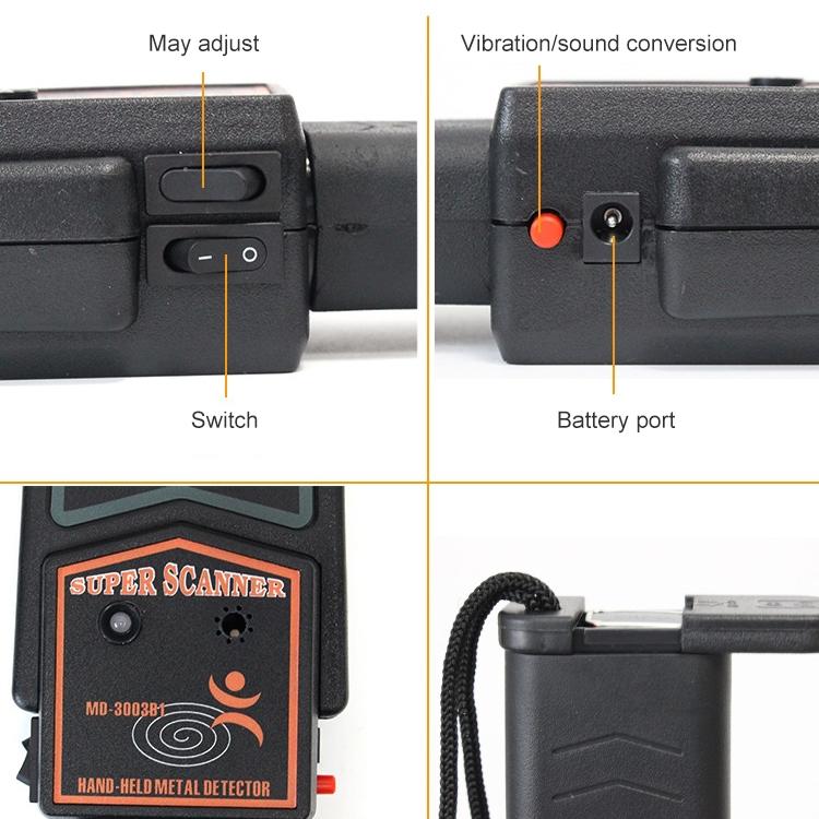 Black Super Scanner Wand Metal Detector - Md-3003b1 6