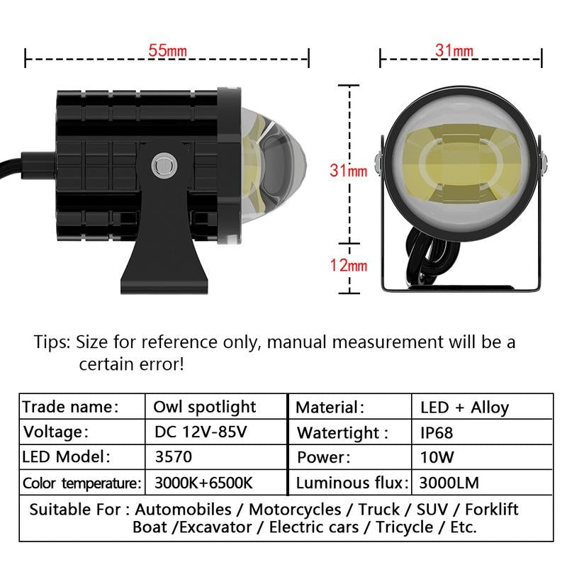 1Pair 12V - 85V Motorcycle Headlights Dual - Colour Automotive Led Working Headlights Colour: White + White Light With Flashing - White + White Light Without Flashing 3