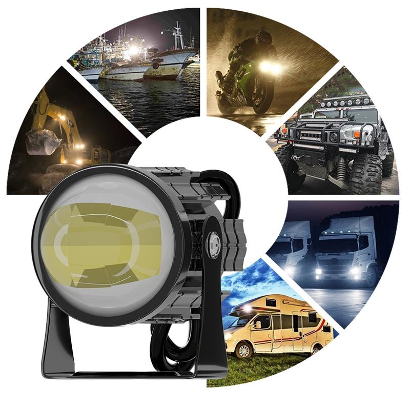 1Pair 12V - 85V Motorcycle Headlights Dual - Colour Automotive Led Working Headlights Colour: White + White Light With Flashing - White + White Light Without Flashing 5