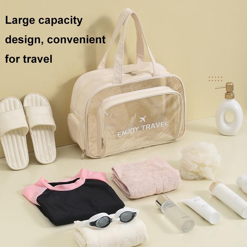 Beige Waterproof Beach Bag For Toiletries Cosmetics L For Swimming Travel - Black No Shoe Warehouse 8