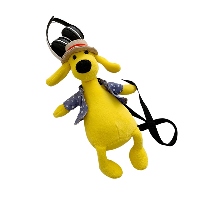 Adorable Cartoon Plush Shoulder Bag Duck White Green - Puppy White Blue