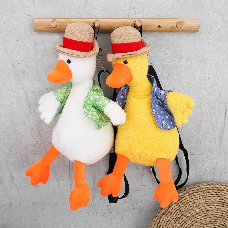 Adorable Cartoon Plush Shoulder Bag Duck White Green - Puppy White Blue 12