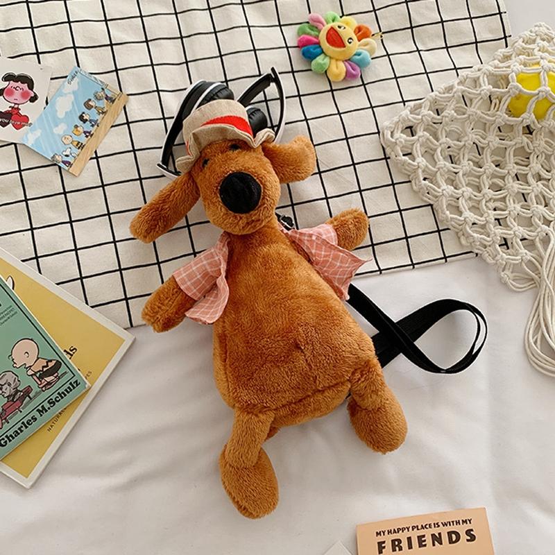 Adorable Cartoon Plush Shoulder Bag Duck White Green - Puppy White Blue 13