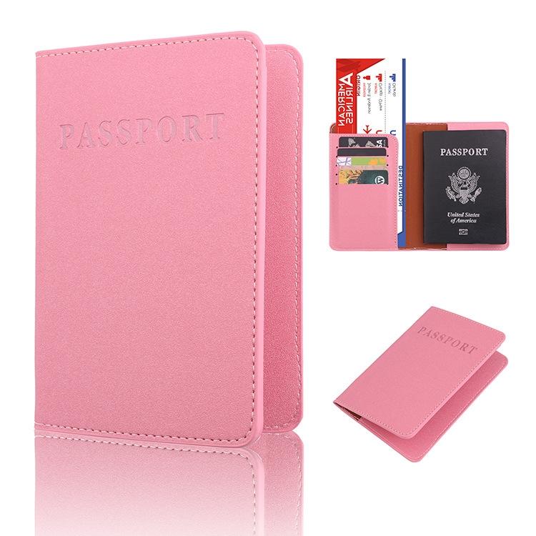 Frosted Pink Pu Multi Card Passport Holder For Travel Abroad 3