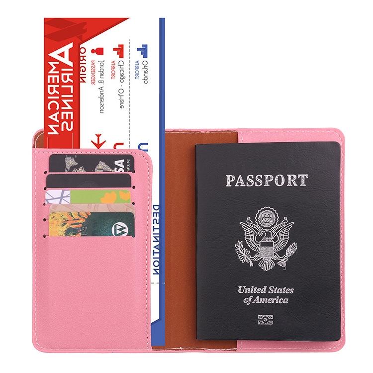 Frosted Pink Pu Multi Card Passport Holder For Travel Abroad 4