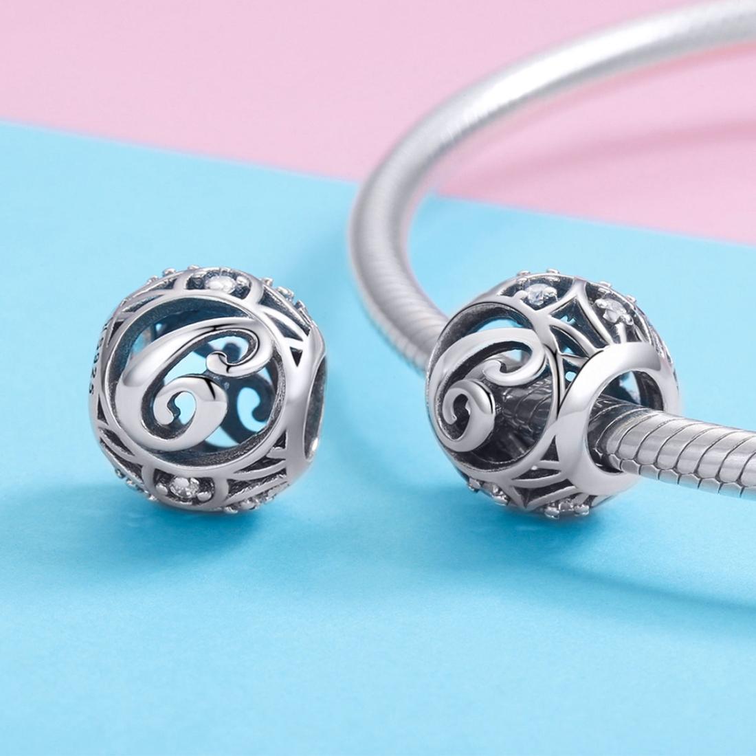 925 Sterling Silver 26 English Letter Beads For Diy Bracelets & Necklaces Style - C 5