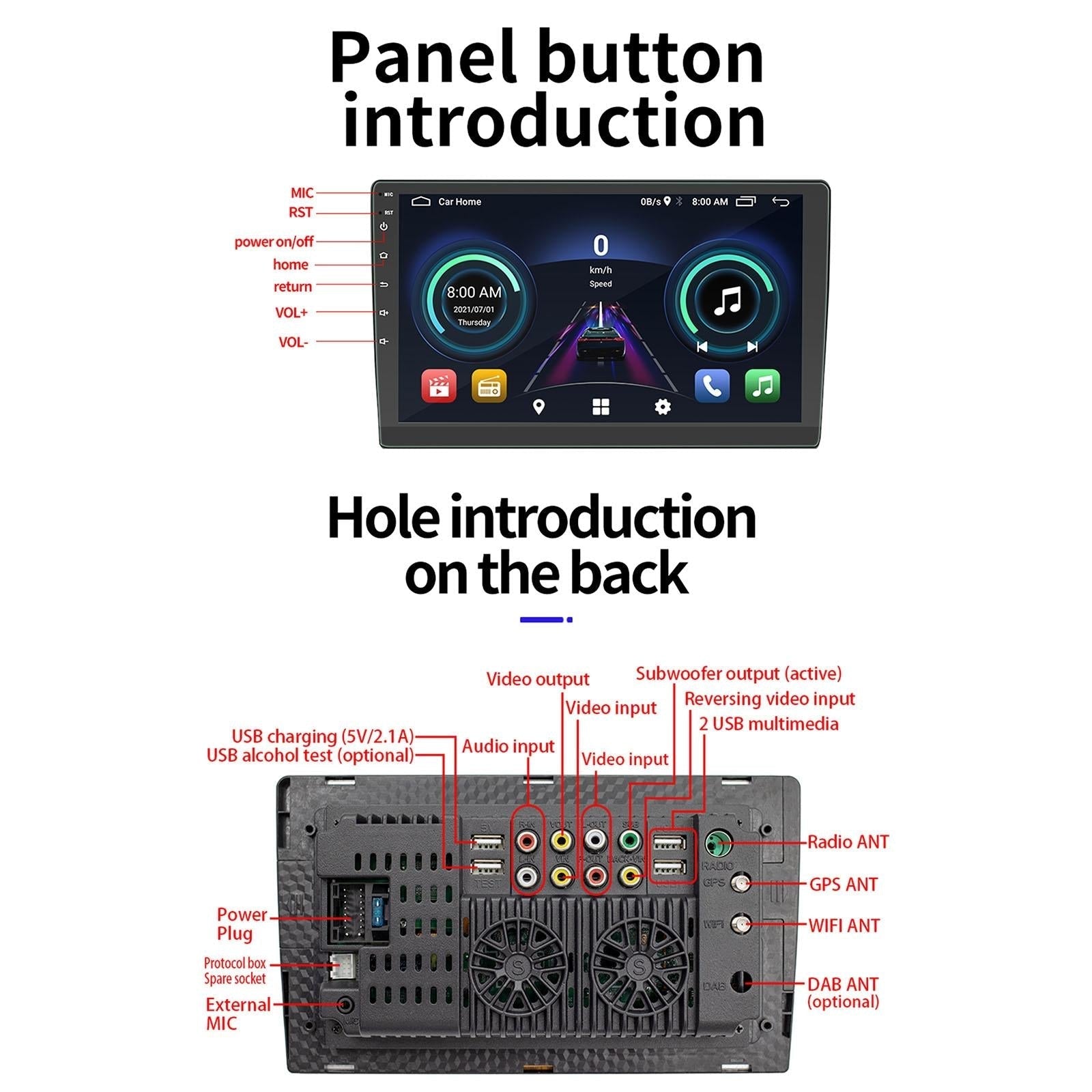 9 Inch Car Android Player Gps Navigation Bluetooth Touch Radio Mirror Link Fm Wifi Steering Wheel Control Standard Version + Carplay 12