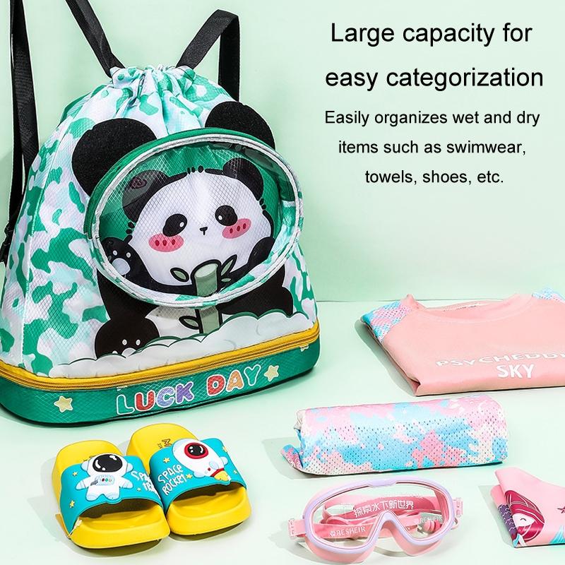 Kids' Cartoon Swim Bag Waterproof Dry / Wet Portable - Large Panda 7