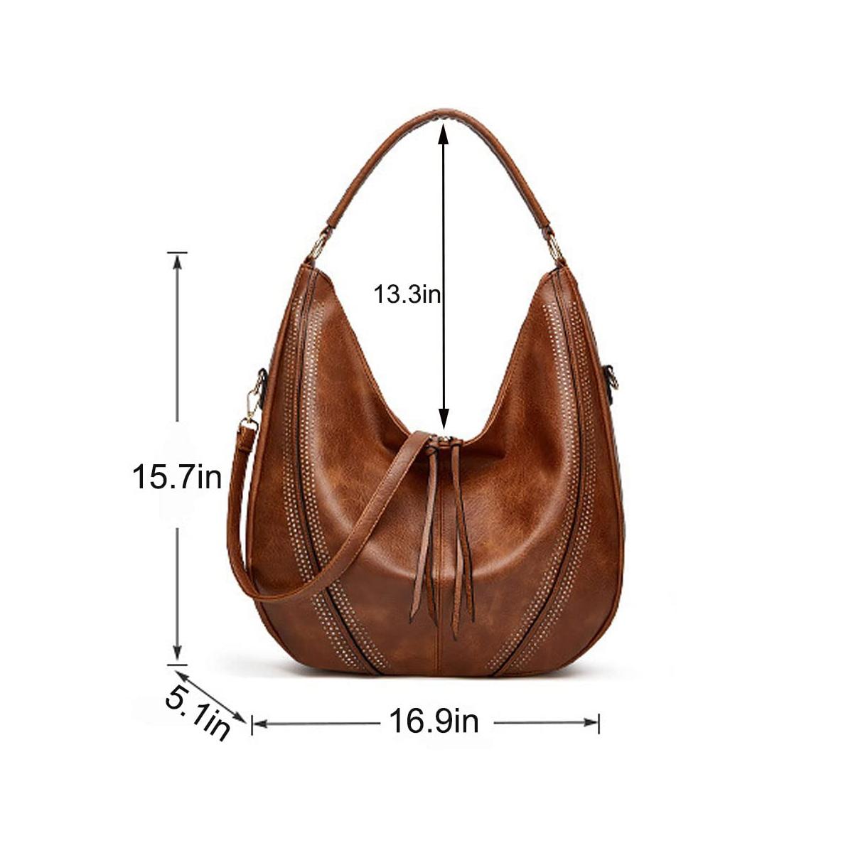 Large Capacity Pu Leather Tote Bag Black - Brown 3
