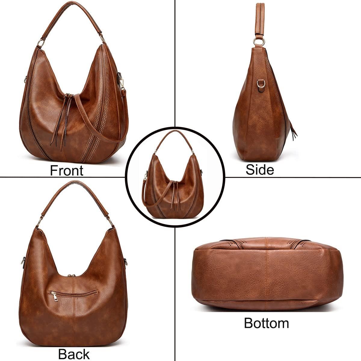 Large Capacity Pu Leather Tote Bag Black - Brown 6
