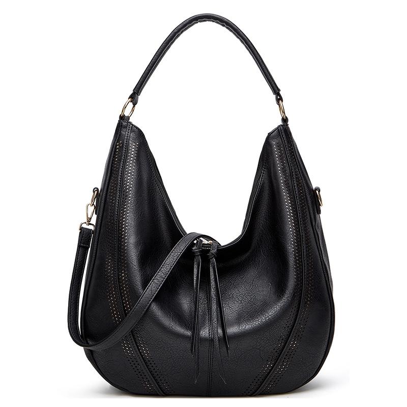 Large Capacity Pu Leather Tote Bag Black - Brown 15