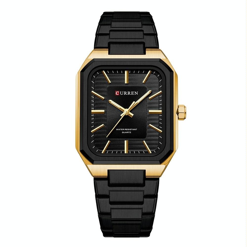 Square Steel Strap Men Quartz Watch - Business Style - Golden White 10